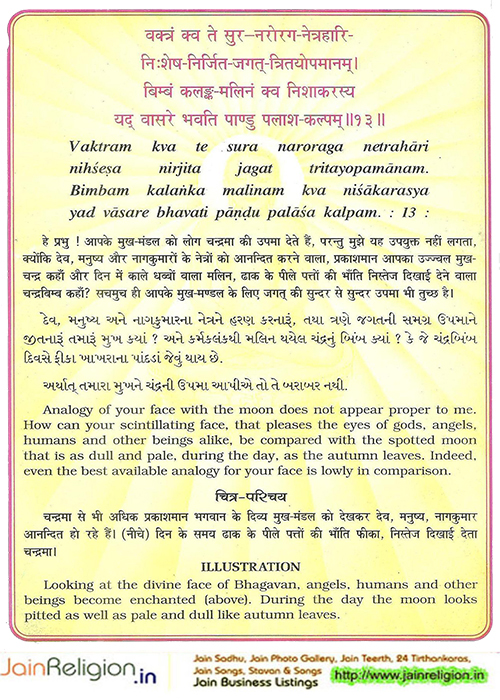 Bhaktamar Stotra Verse 13 — नित्यं समाधिगलितामलधर्मधारा — Sacred Jain illustration