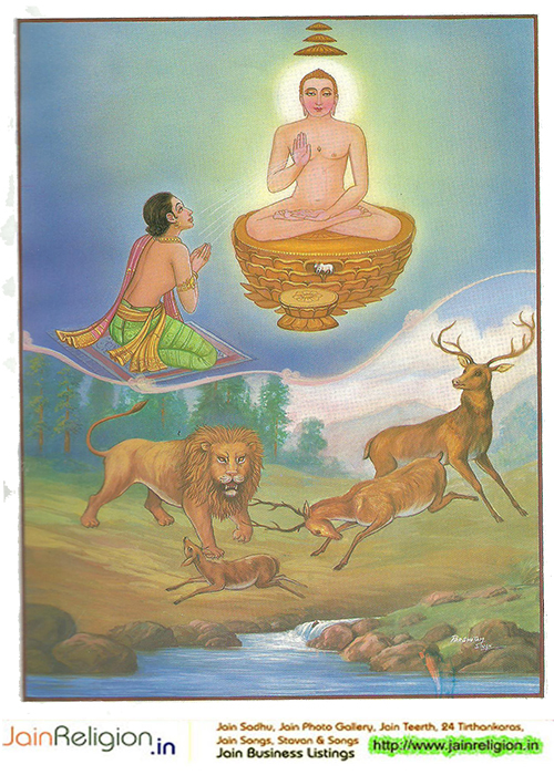 Bhaktamar Stotra Verse 5 — Sanskrit text with Hindi meaning — Yet in devotion I attempt — a small lamp before the infinite sun.